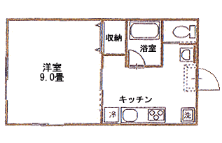 由利学生館3間取り